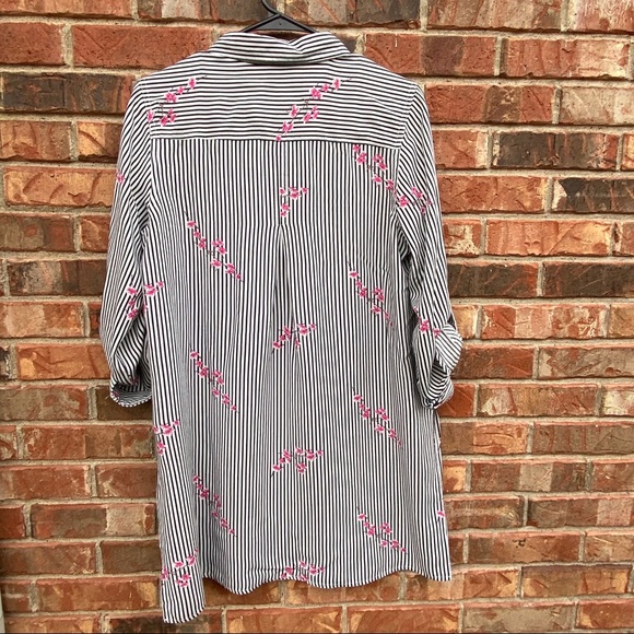 Solitaire Long Button Down Tunic Top Floral M - Picture 3 of 7
